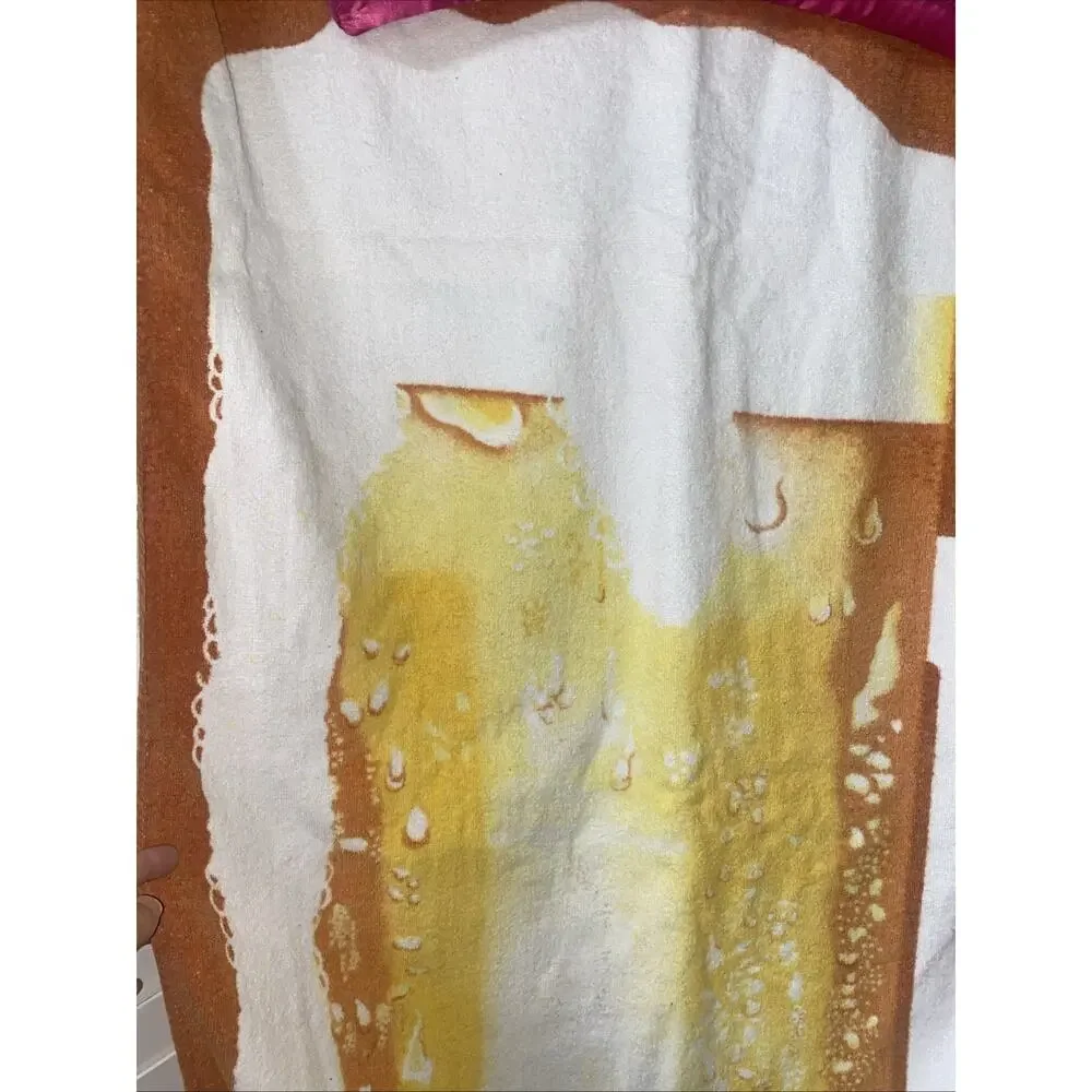 Vintage Hiltex Beer Mug Foam Beach Towel Retro 80s 90s Cotton 27”x 53”